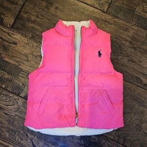 RALPH LAUREN LITTLE GIRLS REVERSIBLE HOT PINK PUFFER VEST